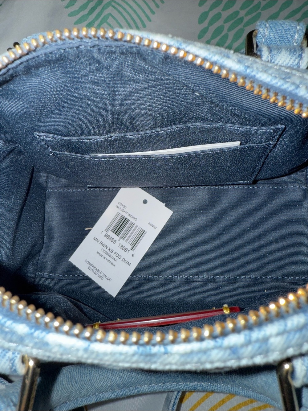 COACH Denim Mini Rowan with Pink Tag - Picture 6 of 8